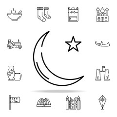 Wall Mural - Islamic symbol moon and star icon. pakistan culture and landmarks icons universal set for web and mobile