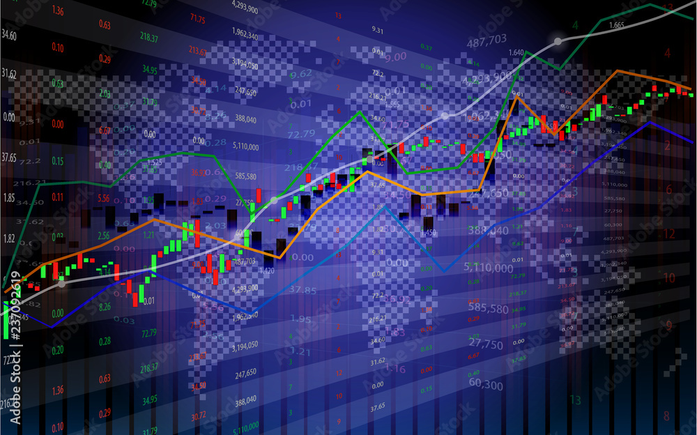 Trading Map Chart Stock market or forex trading chart with indicator on world map ...