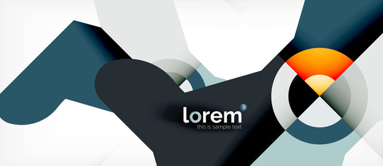 Geometric colorful shapes composition abstract background. Minimal dynamic design