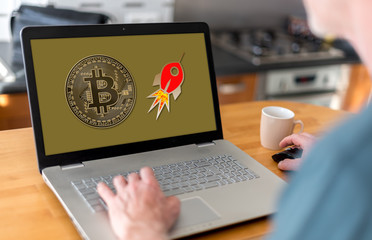 Poster - Bitcoin growth concept on a laptop