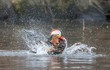 Mandarin Duck Splashing in Central Park Pond
