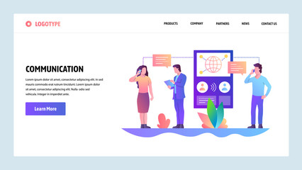 Wall Mural - web site onboarding screens. online messaging and connection. people digital communication. menu vec