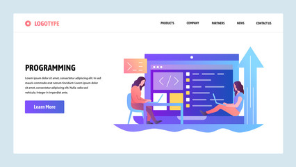 web site onboarding screens. programmers coding software application. menu vector banner template fo