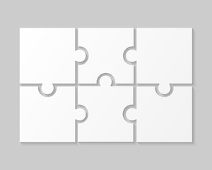 Wall Mural - White Puzzle Pieces JigSaw Six Steps Infographic.