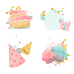 Canvas Print - Collection of colorful birthday badge vectors