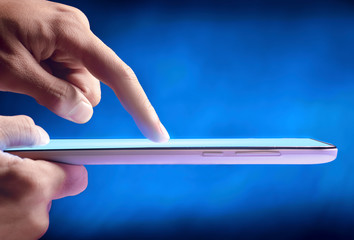 Finger touch on digital tablet screen