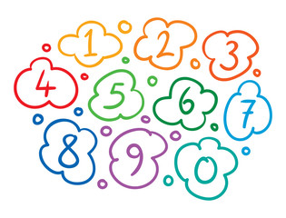Wall Mural - clouds and numbers hand drawn vector
