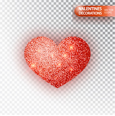Wall Mural - heart red glitter isoleted on transparent background. red sparkles heart. valentine day symbol. love