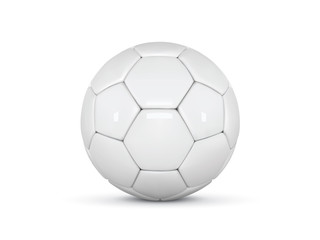 Wall Mural - White leather ball. Soccer ball on white background. Football 3d ball