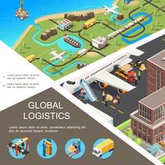 Sticker - Isometric Global Logistics Poster