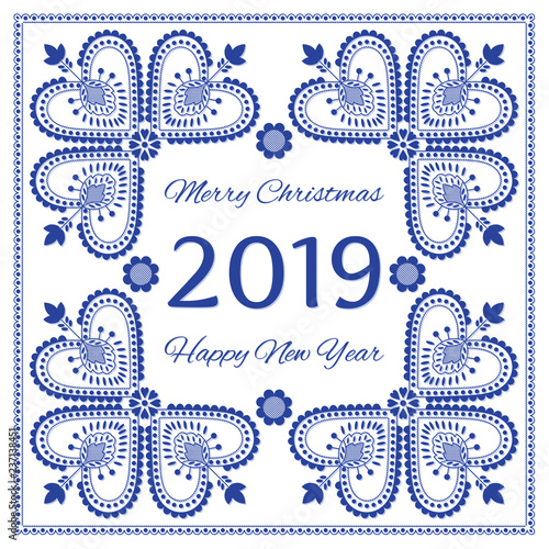 Fotografija Nordic folk art season card vector template