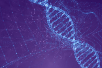 Wall Mural - abstract digital dna molecule on futuristic illustration background.