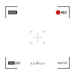 Screen frame viewfinder with digital focus and exposure camera settings