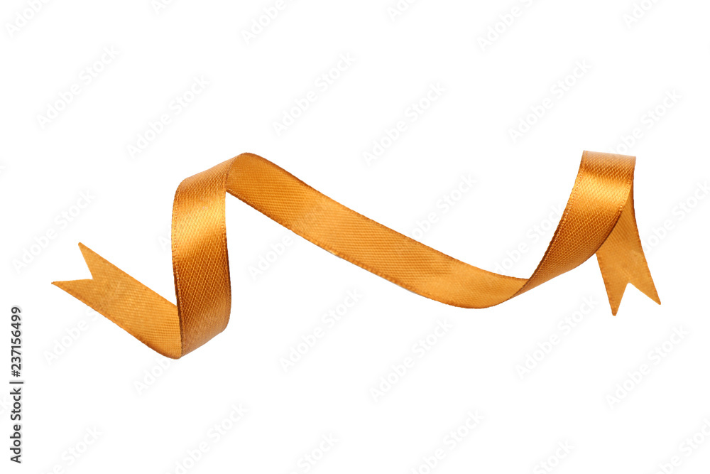 Beautiful golden ribbon on white background