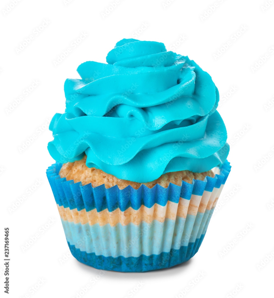 Delicious color cupcake on white background