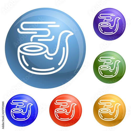 Fotomural Smoking pipe icons set vector 6 color isolated on white background
