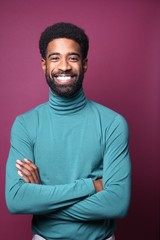 Canvas Print - Beautiful black man in front of a colored background