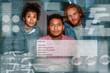 © Friends Stock - Three people searching secret information in darknet. Look to the screen