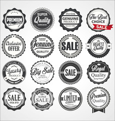 Collection of vintage retro premium quality badges and labels