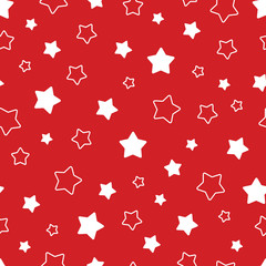 Wall Mural - Vector seamless pattern with stars on red background