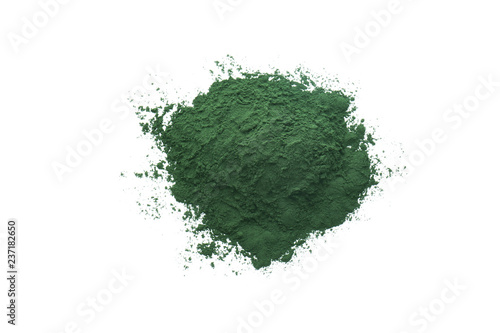 Fotografía Healthy spirulina powder on white background