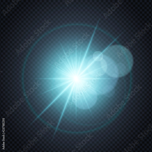 Glitter Glowing Spark Isolated Star Burst Glow With Lens Flare On
