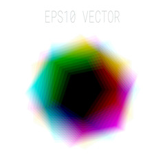Wall Mural - Abstract Asymmetric Colorful Blurred Hexagonal Design Element Isolated on White Background. EPS 10 Vector.