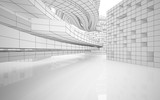 Fototapeta Panele - Abstract white interior highlights future. Polygon drawing. Architectural background. 3D illustration and rendering