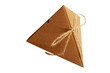 Pyramid gift box brown present, handmade fold cardboard paper isolated on white background. with clipping path.