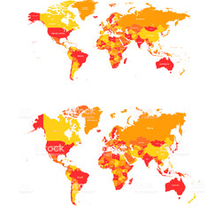 Wall Mural - red-yellow vector map of the world