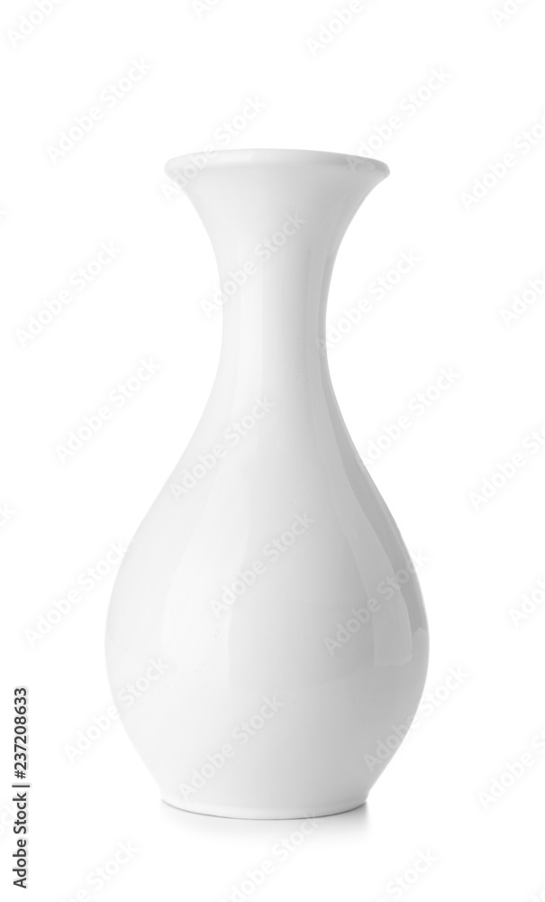 Beautiful ceramic vase on white background - obrazy, fototapety, plakaty 
