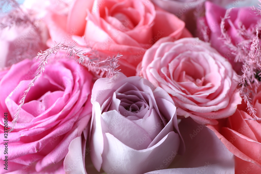 Beautiful bouquet of roses, closeup