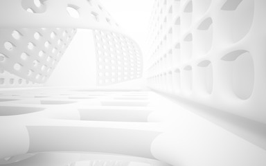  White smooth abstract architectural background whith gray lines . 3D illustration and rendering