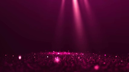 Wall Mural - glittering particles of ruby ​​color with spotlights and dust on blurred background. intro invitatio