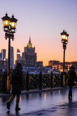 Poster - view of Moscow at sunset from the Moskva River