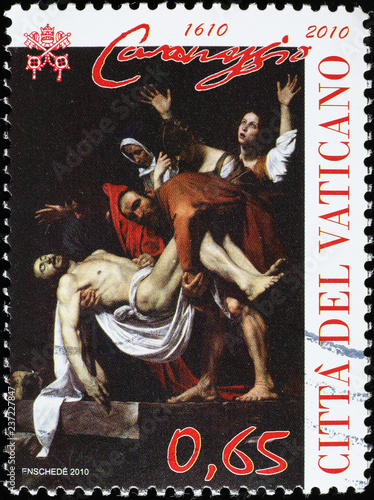 Fotografie, Obraz Masterpiece by Caravaggio on stamp of Vatican City