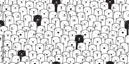 Foto-Schiebegardine Komplettsystem - Bear seamless pattern vector polar bear breed scarf isolated cartoon illustration tile background repeat wallpaper doodle (von CNuisin)