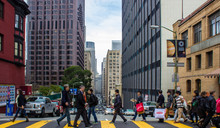 People Crossing The Street In San Francisco