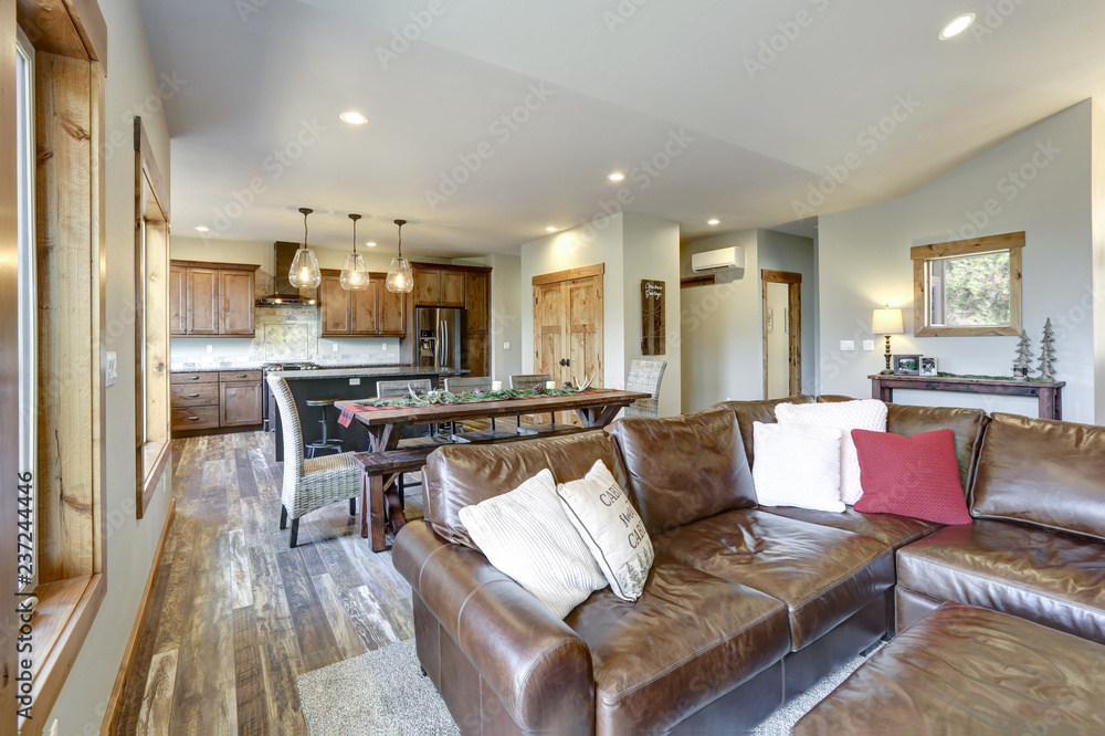 Living room interior with open floor plan. Stock Photo | Adobe Stock