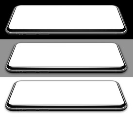 Wall Mural - set of smartphones on white grey and black background
