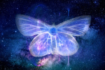 Wall Mural - abstract artistic energy field butterfly shape in space background