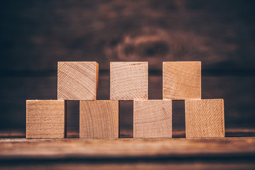 Wooden Cubes on Wood Background