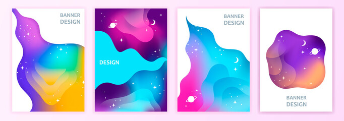 Wall Mural - space. abstract gradient banner vector set. eps 10. cosmic colorful background. gradient mesh