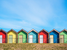 Colourful Beach Huts At Blyth, Northumberland