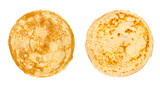 Fototapeta Na sufit - homemade russian pancake isolated on white background, close-up, top view