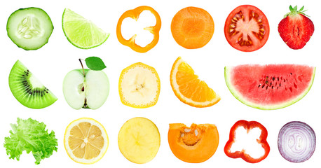 Wall Mural - Collection of fruit and vegetable slices