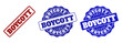 BOYCOTT grunge stamp seals in red and blue colors. Vector BOYCOTT labels with scratced effect. Graphic elements are rounded rectangles, rosettes, circles and text labels.