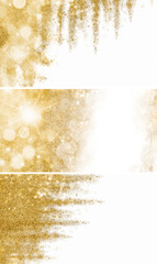 Wall Mural - three golden backgrounds for seasonal holiday greetings