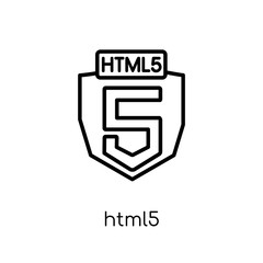 Wall Mural - HTML5 icon. Trendy modern flat linear vector HTML5 icon on white background from thin line Technology collection