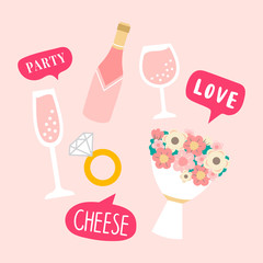 Sticker - Wedding photo booth props vector